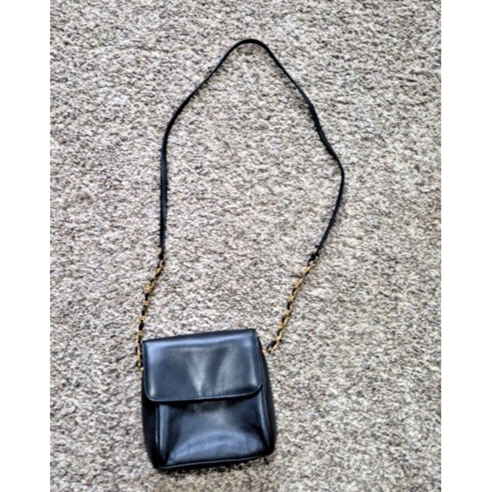 John Lewis Vintage Dark Navy With Gol Trim Square Shoulder Bag Purse